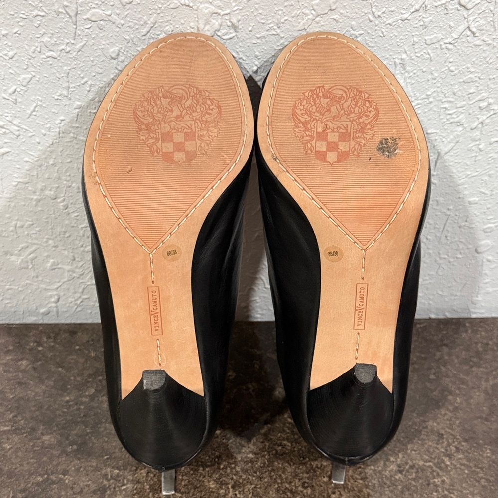 Vince Camuto Astra Black Soft Glove Leather Open Toed Bootie Heel Zip Size 8 B - Picture 5 of 9